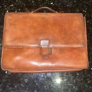 Classic Tan Leather Laptop Bag